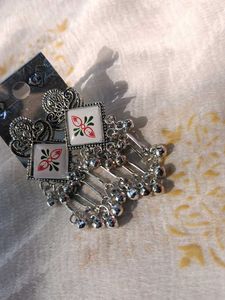 Ethnic Silver Dangle Earrings