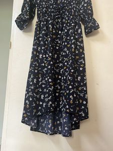 Floral Navy Blue Dress! V-Neck