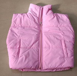 Trendy Pink Puffer Vest, M Size