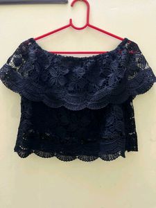Black Lace Off-Shoulder Top
