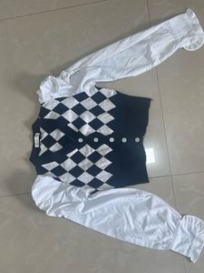 Argyle Puff Sleeve Cardigan