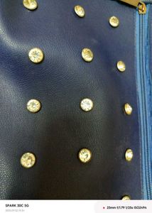 Blue Rhinestone Embellished Satchel