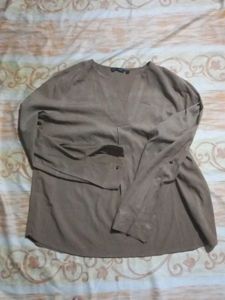 Brown V-Neck Blouse
