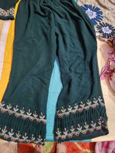 Dark Green Kurta Plazzo Style Pant