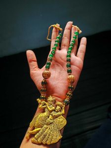 Radha Krishna Green Beaded Necklace