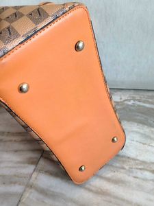 Checkered Tote Bag with Flower Detail