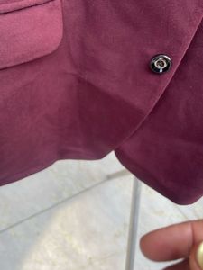 Burgundy Mandarin Collar Jacket