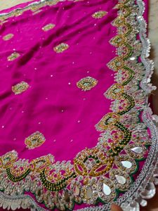 Pink Mirror 🪞 Work Saree With Blouse 🔥