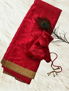 Elegant Rose Georgette Saree