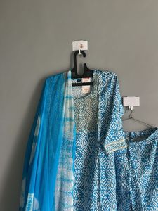 Blue Printed Kurta Set