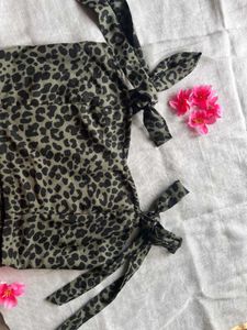 Leopard Print Tie Strap Top