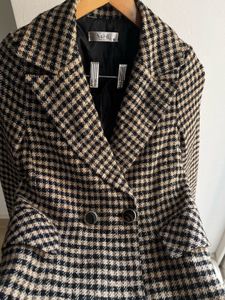 HOUNDSTOOTH LONG LINE Single Breasted Overcoat