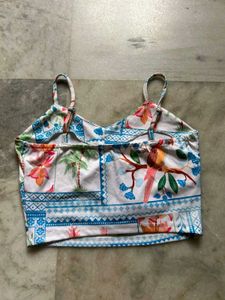 Tropical Print Crop Top