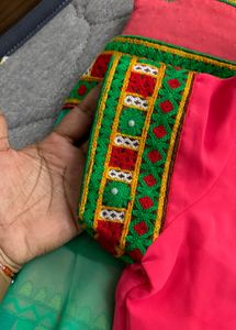 Garba Style Saree with Blouse 💚🩷