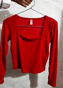 Red Long Sleeve Top