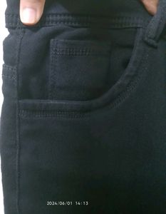 Stretchable Black Mid Waist Jeans For Women