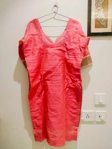 Peach &amp; Gold Embroidered Kurti