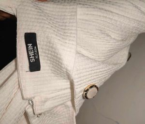 White Casual Dress(deep neck)