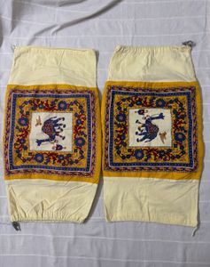 Yellow Cotton Round Cushion Covers (2)