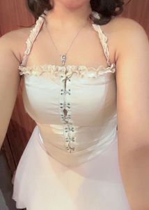 Fairycore X Grunge Pink Halter Dress