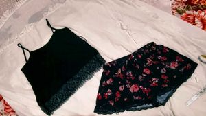 Floral Lace Skirt Set