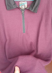 👍Maroon Polo Zip Style T-Shirt👕