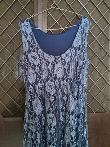 Navy Sequin Lace Gown
