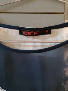 109 F Navy Blue Sheer Shift Dress