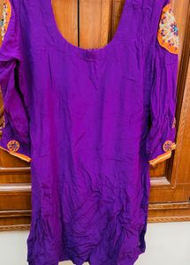 Purple Embroidered Kurti
