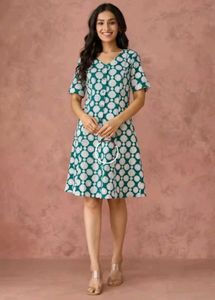 FabIndia Green Floral Dress