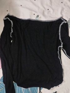 Black Floral Print Top