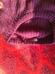 Floral Embroidered Burgundy Sweater