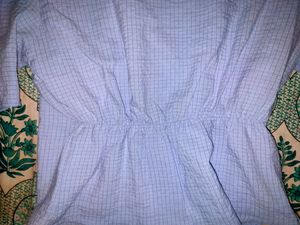 Puff Sleeve Blue Crop Top