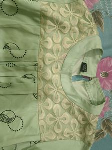 Mint Green Circle Print Top