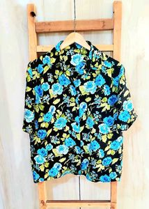 Cyan Colour Floral Shirt Size-42