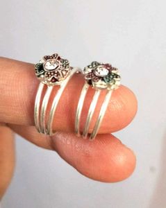 Pure Silver Flower Toe Rings