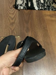 Black &amp; Gold Thong Sandals