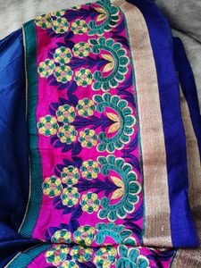 Pure Cotton Blue Dress With Embroidery Work