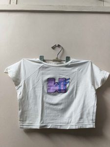 White crop Graphic Tee