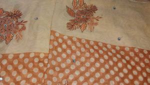 Chanderi Silk Saree, Embroidery Design, Mustard