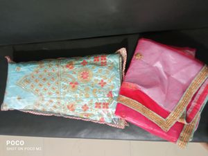 Sky Blue Pink Semi Stitched Lehenga Choli