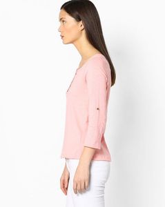 Pink T-shirt with Roll-Up Tabs