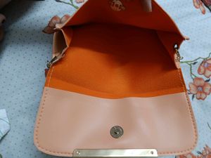 Peach Coral Chain Crossbody Bag