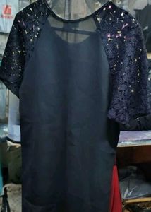 Lace Sleeve Black Top