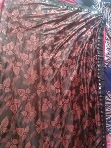 Maroon N Black Frill Saree