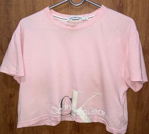 Calvin Klein Jeans Pink oversized cropped Tee
