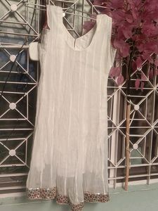 Women Sequence Work White Kurtie