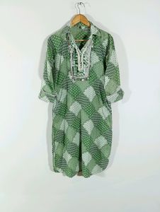 Green Patterned Tunic Dress
