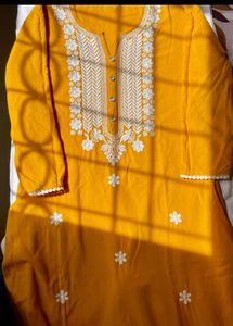 Mustard Embroidered Kurta Set