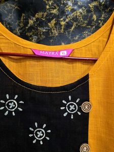 Mustard Block Printed Kurta